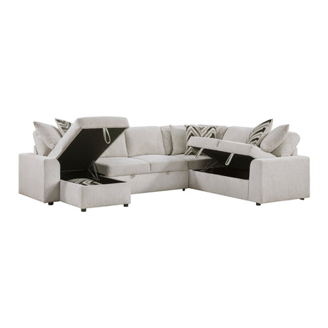 9702BE*3LC3R (3)3-Piece Sectional with Pull-out Bed and Hidden Storage from Homelegance - Luna Furniture