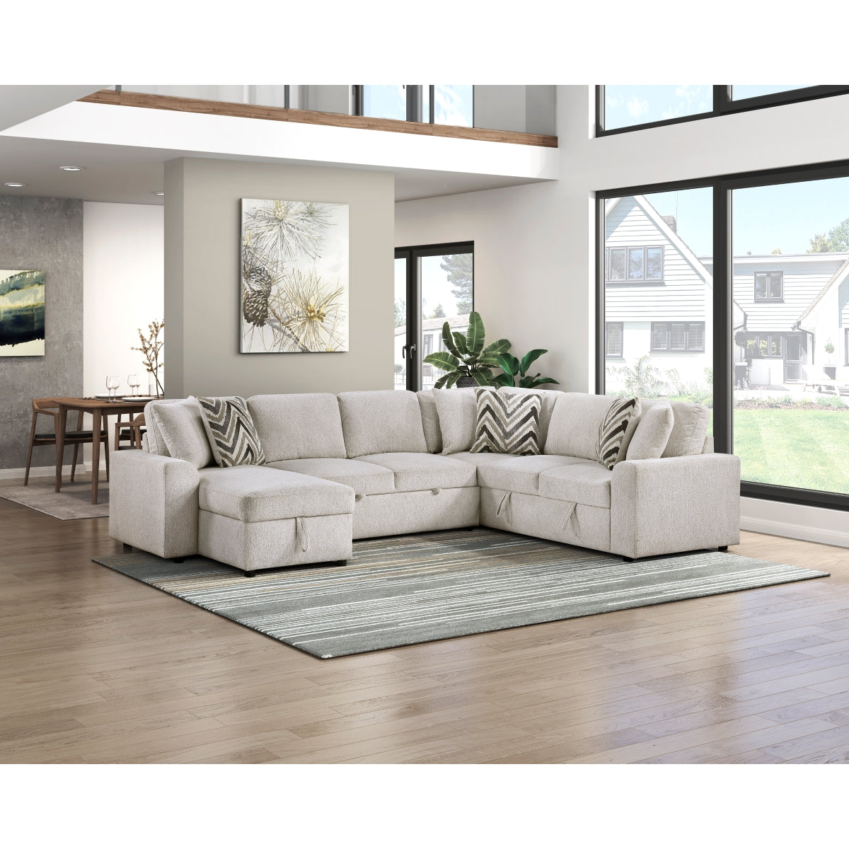 Myrtle Beige 3-Piece Sectional with Pull-out Bed from Homelegance - Luna Furniture
