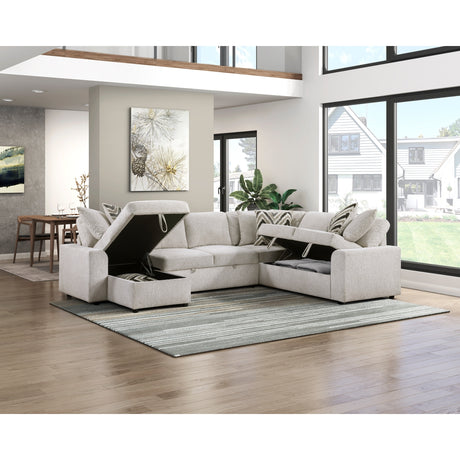 Myrtle Beige 3-Piece Sectional with Pull-out Bed from Homelegance - Luna Furniture