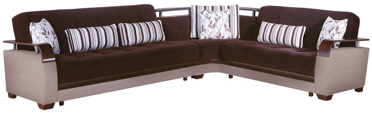 Natural Colins Brown Storage Sleeper Sectional from Bellona - Luna Furniture