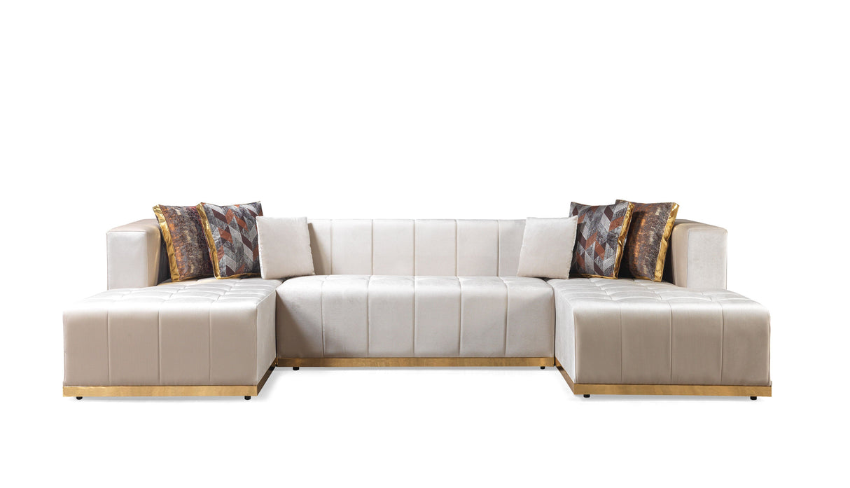 Elisha Ivory Velvet Double Chaise Sectional from Nova Furniture - Luna Furniture