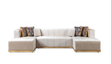 Elisha Ivory Velvet Double Chaise Sectional from Nova Furniture - Luna Furniture