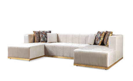 Elisha Ivory Velvet Double Chaise Sectional from Nova Furniture - Luna Furniture
