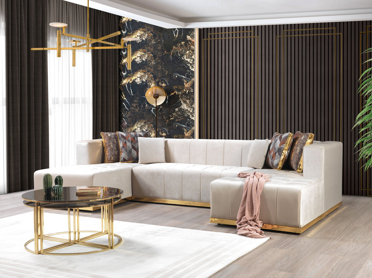 Elisha Ivory Velvet Double Chaise Sectional from Nova Furniture - Luna Furniture