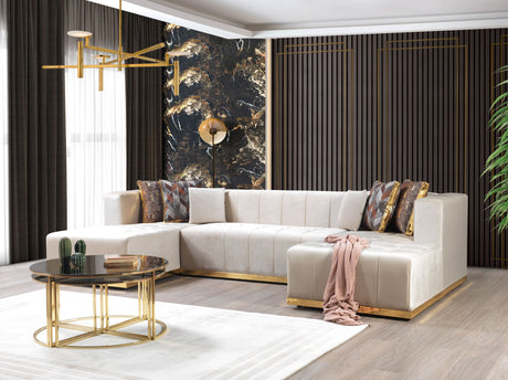 Elisha Ivory Velvet Double Chaise Sectional from Nova Furniture - Luna Furniture