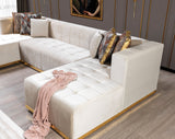 Elisha Ivory Velvet Double Chaise Sectional from Nova Furniture - Luna Furniture