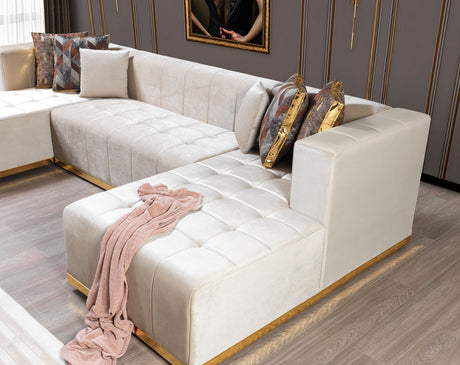 Elisha Ivory Velvet Double Chaise Sectional from Nova Furniture - Luna Furniture