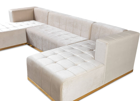 Elisha Ivory Velvet Double Chaise Sectional from Nova Furniture - Luna Furniture