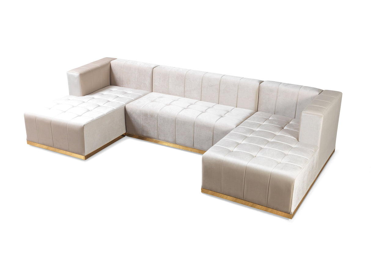 Elisha Ivory Velvet Double Chaise Sectional from Nova Furniture - Luna Furniture