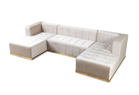 Elisha Ivory Velvet Double Chaise Sectional from Nova Furniture - Luna Furniture