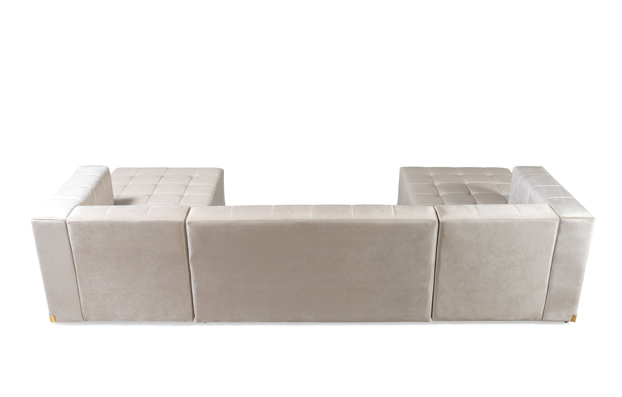 Elisha Ivory Velvet Double Chaise Sectional from Nova Furniture - Luna Furniture
