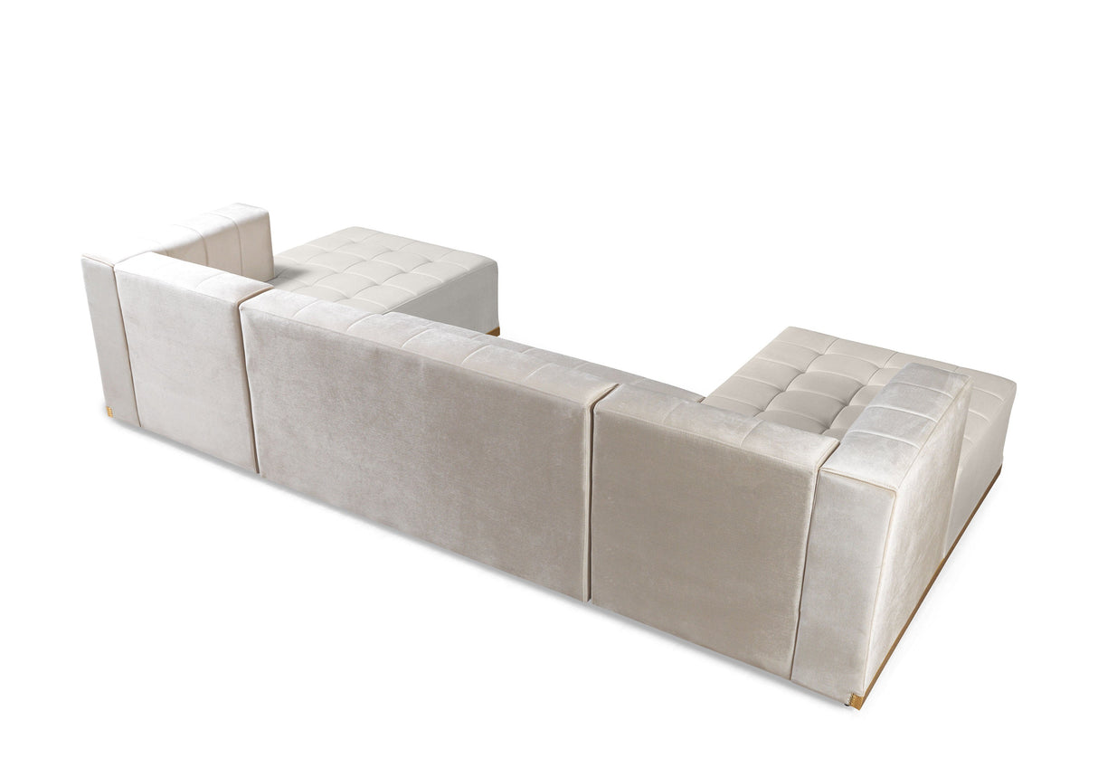 Elisha Ivory Velvet Double Chaise Sectional from Nova Furniture - Luna Furniture