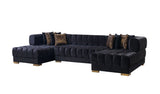 Ariana Black Velvet Double Chaise Sectional from Nova Furniture - Luna Furniture