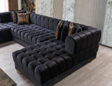 Ariana Black Velvet Double Chaise Sectional from Nova Furniture - Luna Furniture