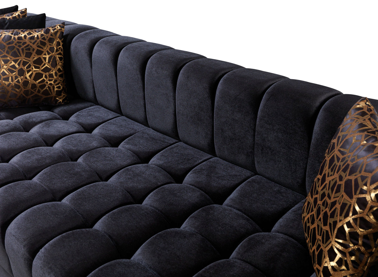 Ariana Black Velvet Double Chaise Sectional from Nova Furniture - Luna Furniture