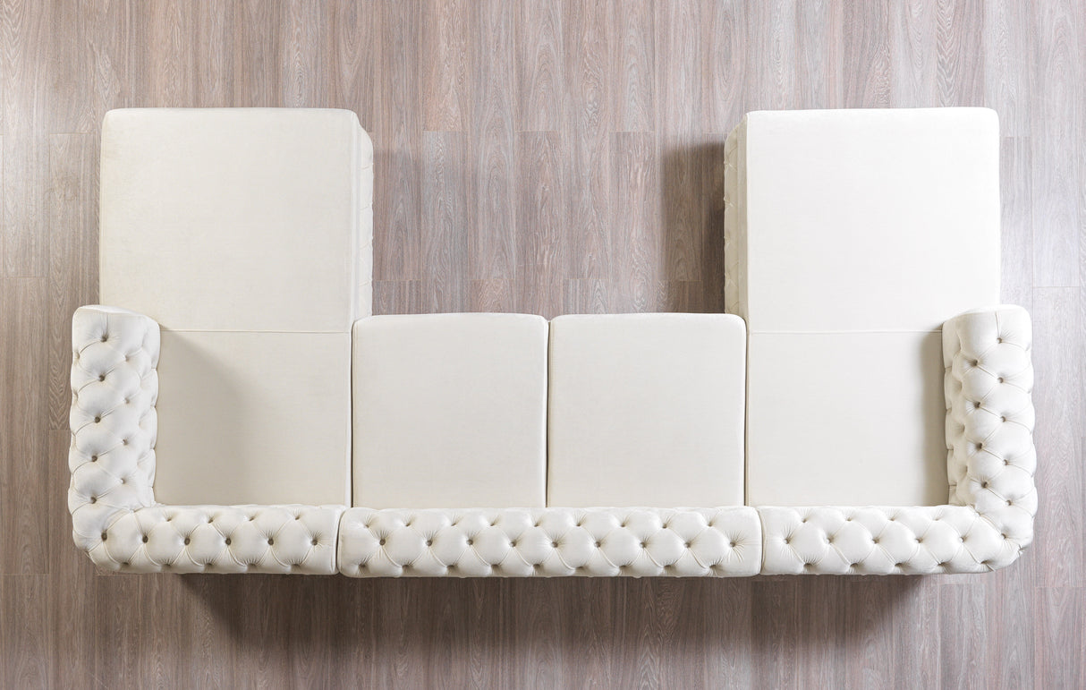 Matilda Ivory Velvet Double Chaise Sectional from Nova Furniture - Luna Furniture