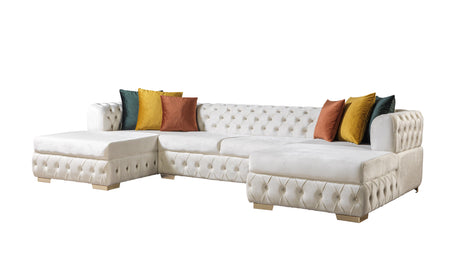 Matilda Ivory Velvet Double Chaise Sectional from Nova Furniture - Luna Furniture