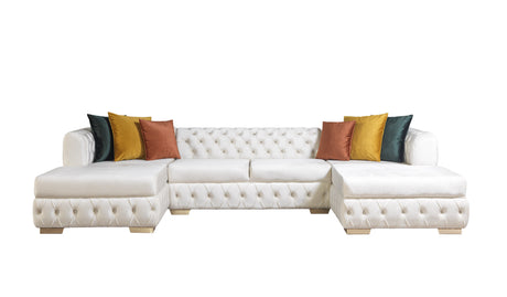 Matilda Ivory Velvet Double Chaise Sectional from Nova Furniture - Luna Furniture