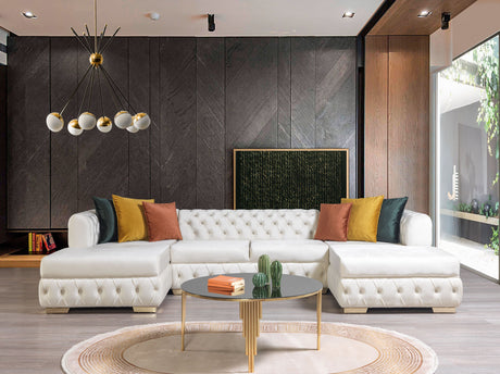 Matilda Ivory Velvet Double Chaise Sectional from Nova Furniture - Luna Furniture