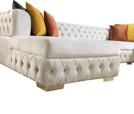 Matilda Ivory Velvet Double Chaise Sectional from Nova Furniture - Luna Furniture