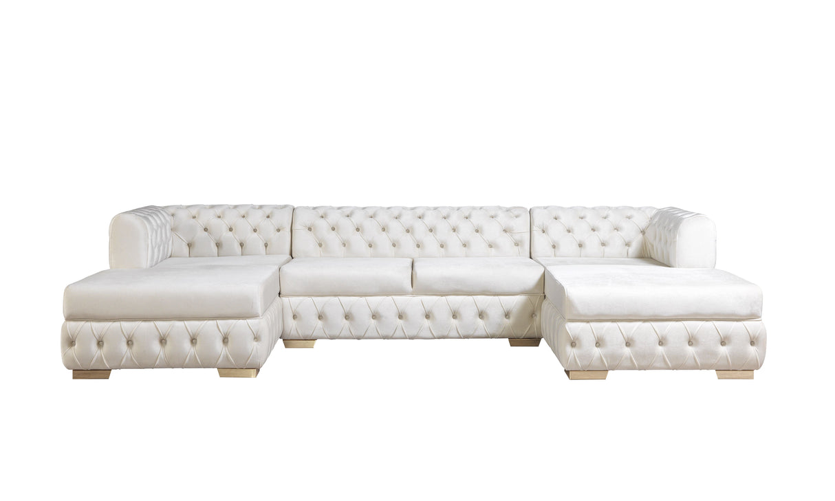 Matilda Ivory Velvet Double Chaise Sectional from Nova Furniture - Luna Furniture