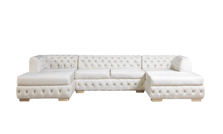 Matilda Ivory Velvet Double Chaise Sectional from Nova Furniture - Luna Furniture