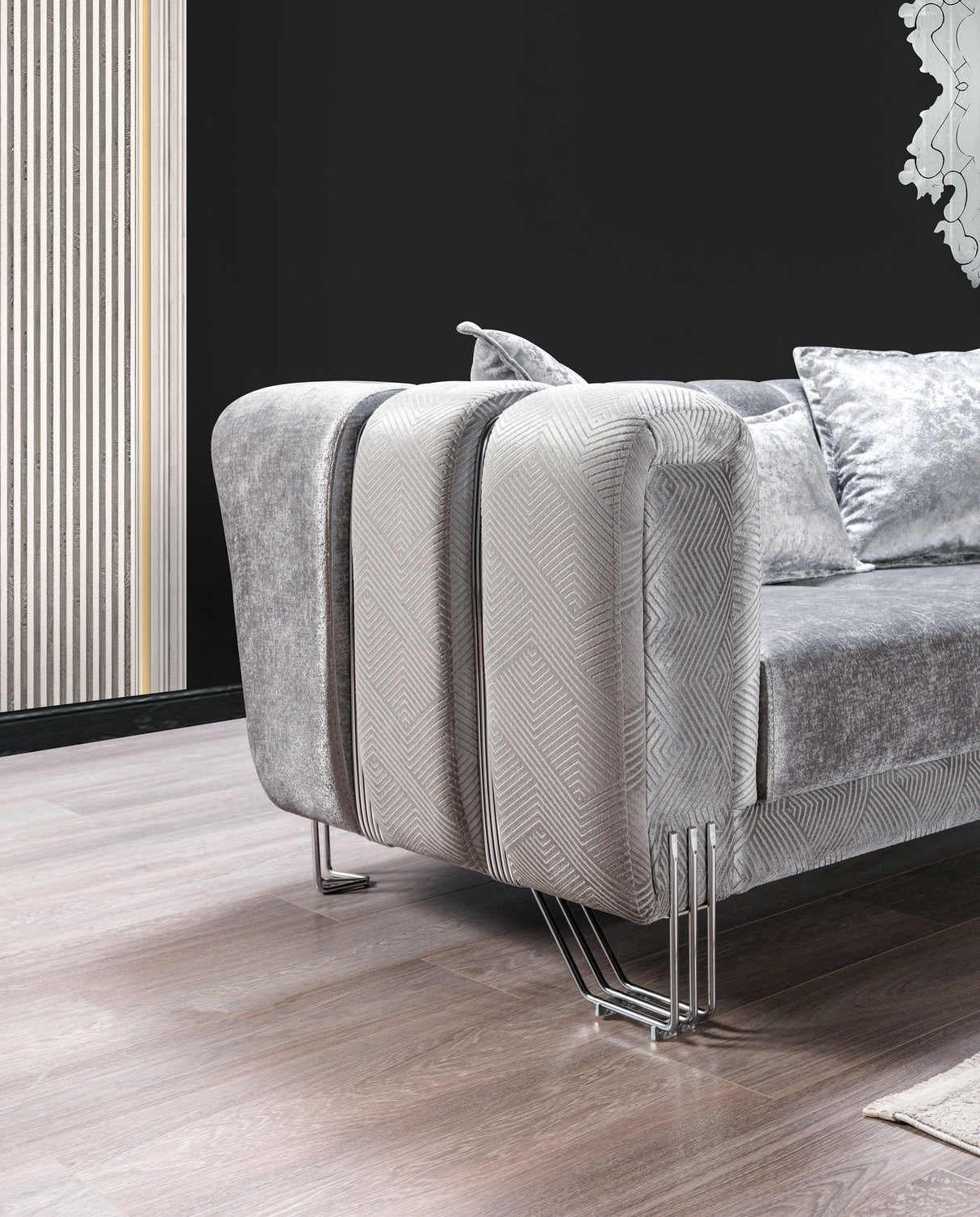 Santana Silver Velvet Sofa from Nova Furniture - Luna Furniture
