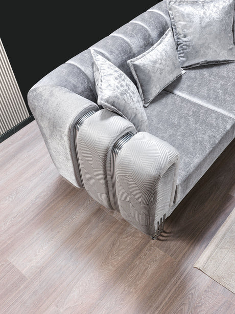 Santana Silver Velvet Modern Glam Loveseat from Nova Furniture - Luna Furniture