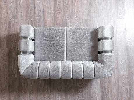 Santana Silver Velvet Modern Glam Loveseat from Nova Furniture - Luna Furniture