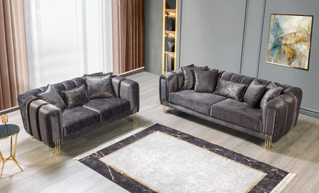 Santana Smoke Velvet Living Room Set from Nova Furniture - Luna Furniture