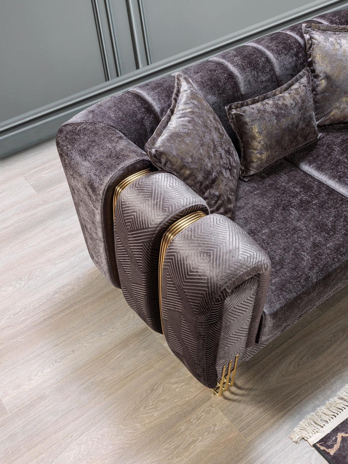 Santana Smoke Velvet Living Room Set from Nova Furniture - Luna Furniture