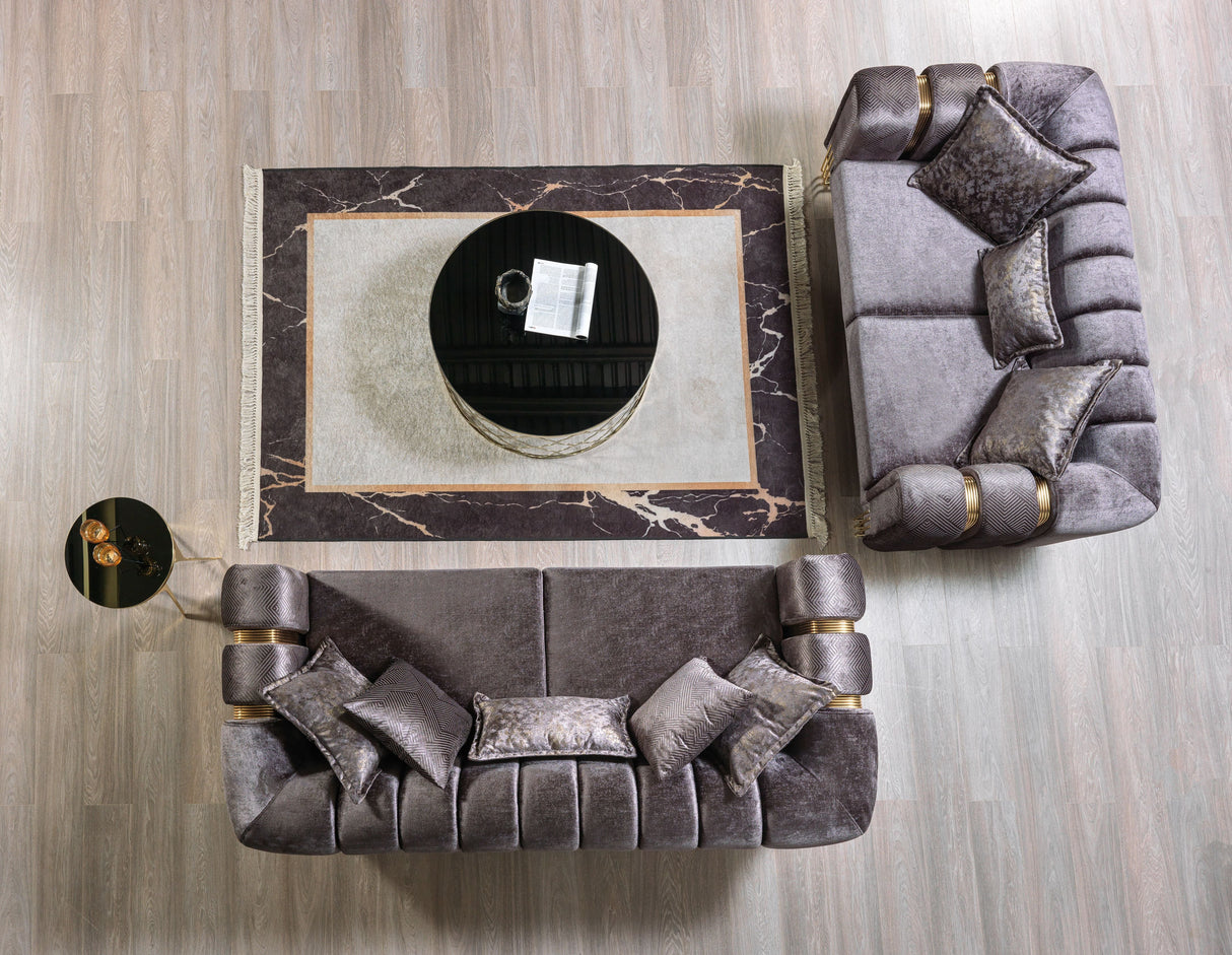 Santana Smoke Velvet Living Room Set from Nova Furniture - Luna Furniture