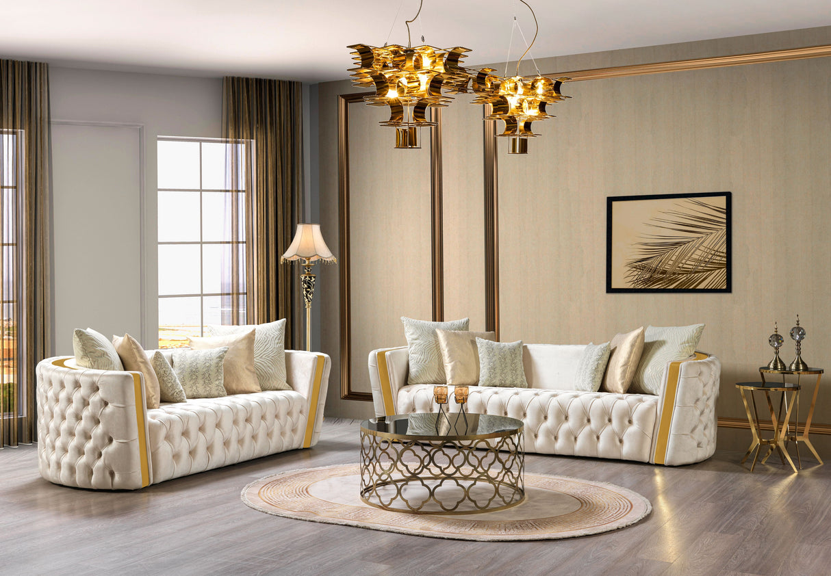 Fanci Ivory Velvet Sofa & Loveseat from Nova Furniture - Luna Furniture