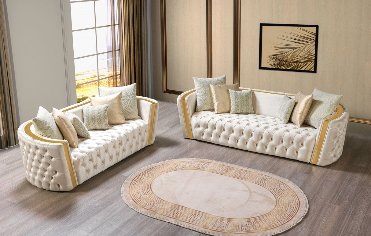Fanci Ivory Velvet Sofa & Loveseat from Nova Furniture - Luna Furniture