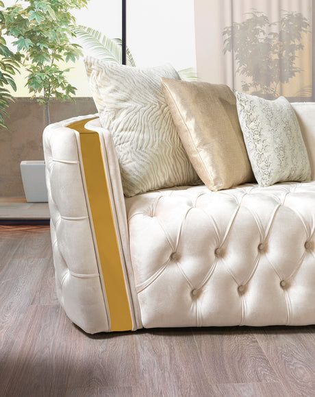 Fanci Ivory Velvet Sofa 94" & Loveseat 82" from Nova Furniture - Luna Furniture