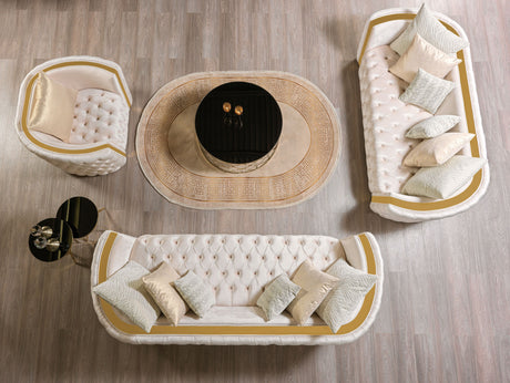 Fanci Ivory Velvet Sofa 94" & Loveseat 82" from Nova Furniture - Luna Furniture