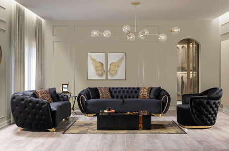Victoria Black Velvet Living Room Set -  - Luna Furniture