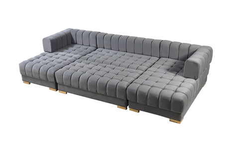 Ariana Gray Velvet Double Chaise Sectional from Nova Furniture - Luna Furniture