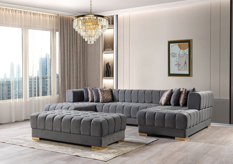 Ariana Gray Velvet Double Chaise Sectional from Nova Furniture - Luna Furniture