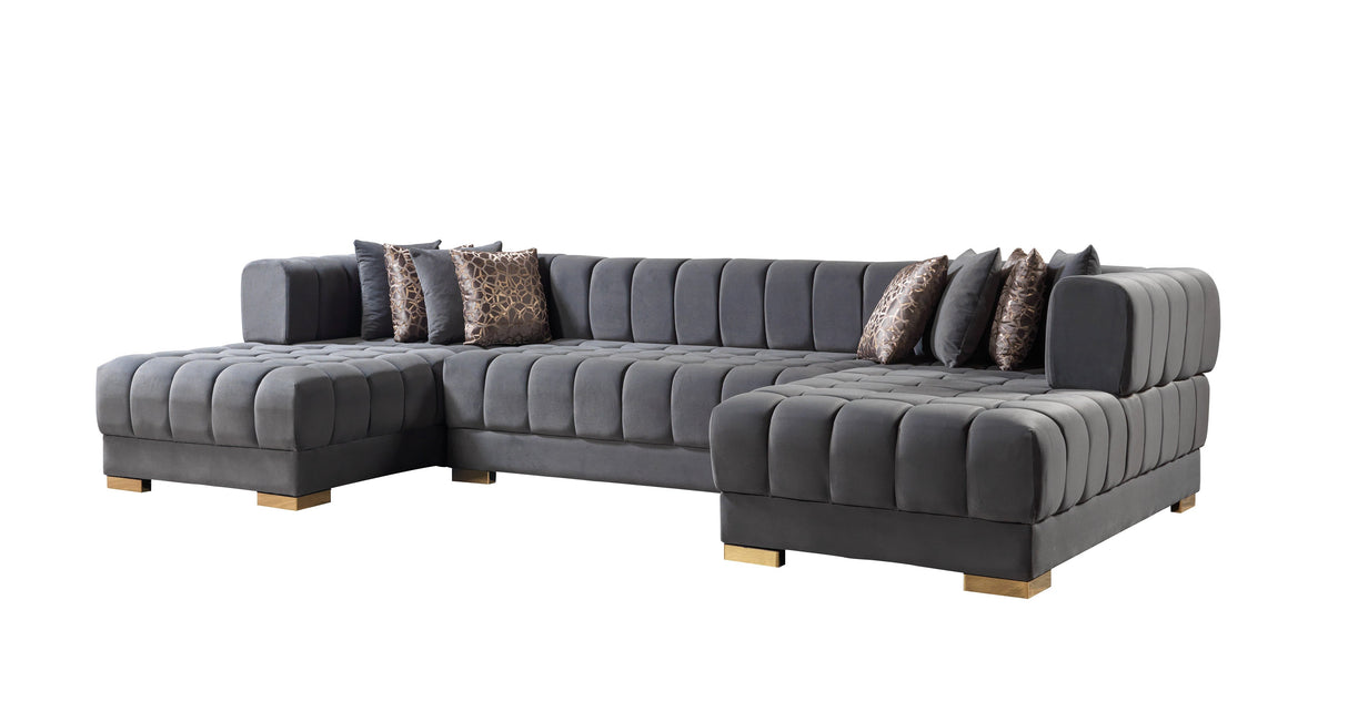 Ariana Gray Velvet Double Chaise Sectional from Nova Furniture - Luna Furniture