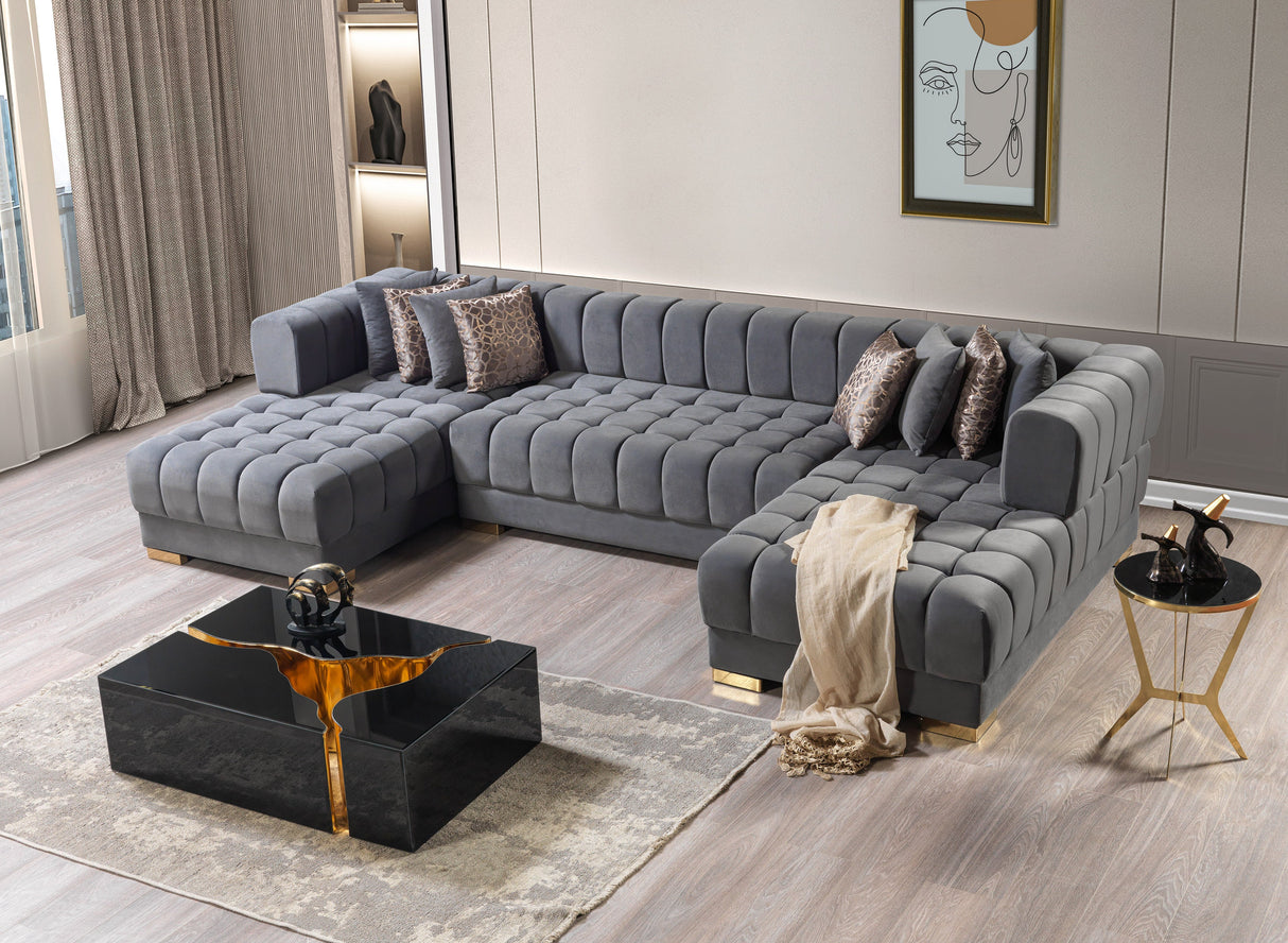 Ariana Gray Velvet Double Chaise Sectional from Nova Furniture - Luna Furniture