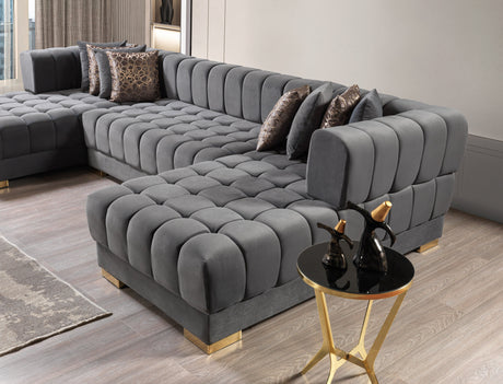 Ariana Gray Velvet Double Chaise Sectional from Nova Furniture - Luna Furniture