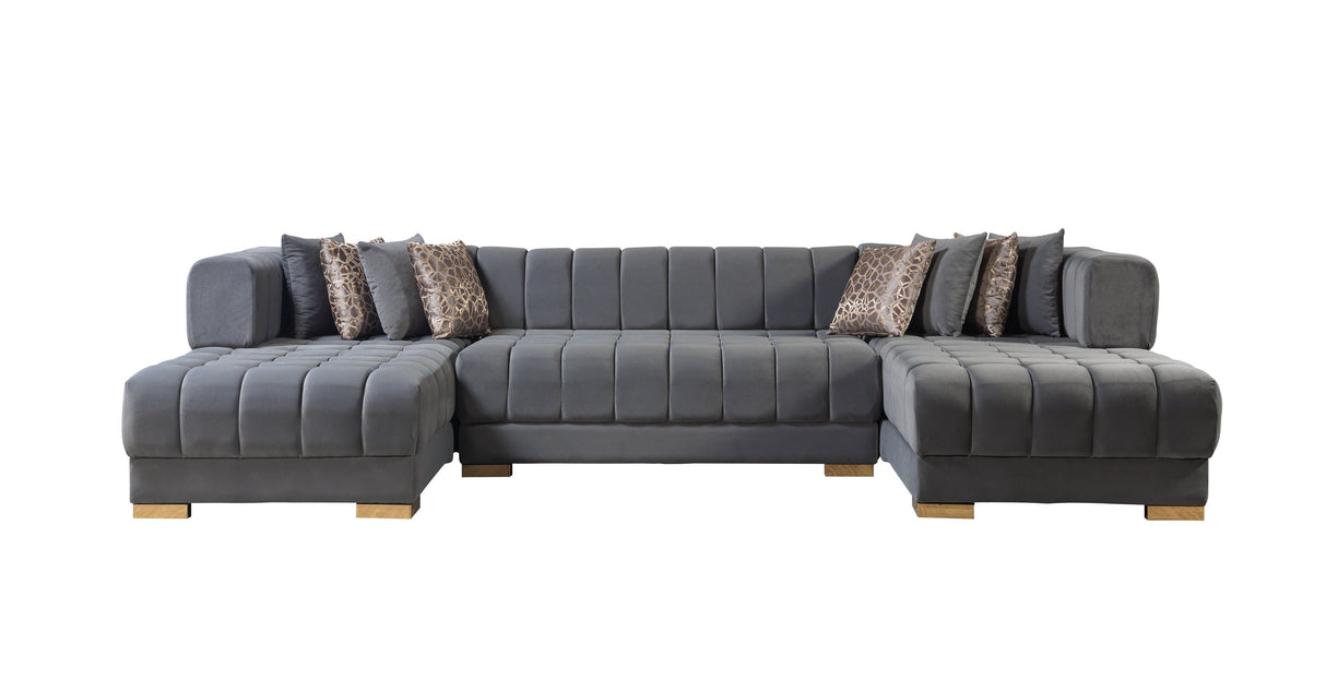 Ariana Gray Velvet Double Chaise Sectional from Nova Furniture - Luna Furniture