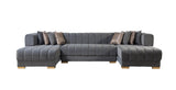 Ariana Gray Velvet Double Chaise Sectional from Nova Furniture - Luna Furniture