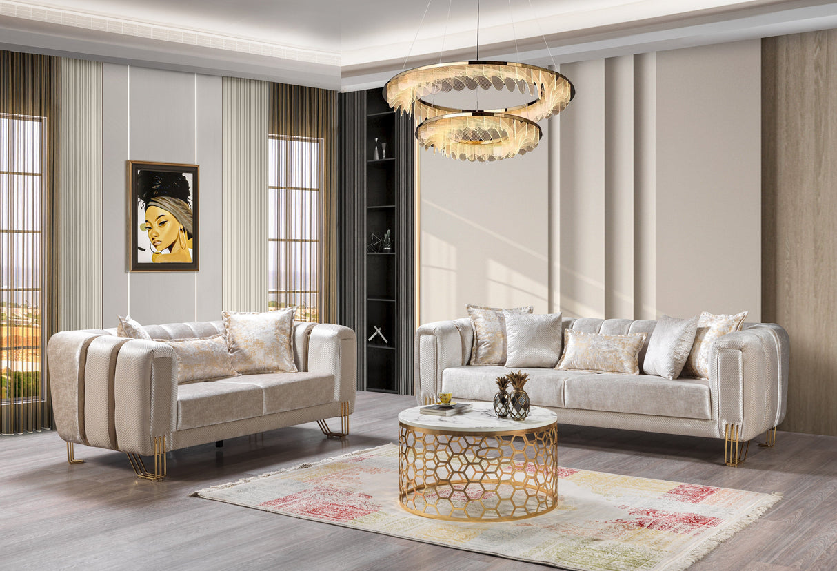 Santana Ivory Velvet Living Room Set from Nova Furniture - Luna Furniture