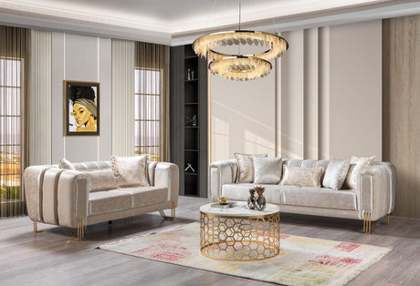 Santana Ivory Velvet Living Room Set from Nova Furniture - Luna Furniture