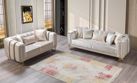 Santana Ivory Velvet Living Room Set from Nova Furniture - Luna Furniture