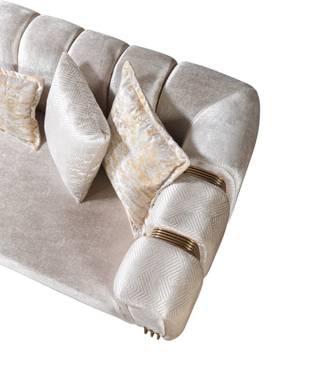 Santana Ivory Velvet Living Room Set from Nova Furniture - Luna Furniture