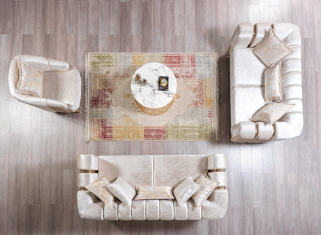 Santana Ivory Velvet Living Room Set from Nova Furniture - Luna Furniture