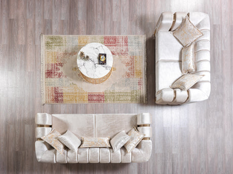 Santana Ivory Velvet Living Room Set from Nova Furniture - Luna Furniture
